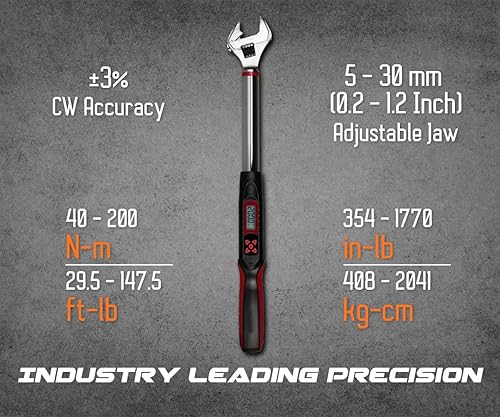 Miniatura 7 de Tools Adaptador de par de ángulo digital de 12 pulgada, 12.5-250.7 ft-lbs (17-340 N-m) rango de par, rango de ángulo de 1-360, LED y zumbador,