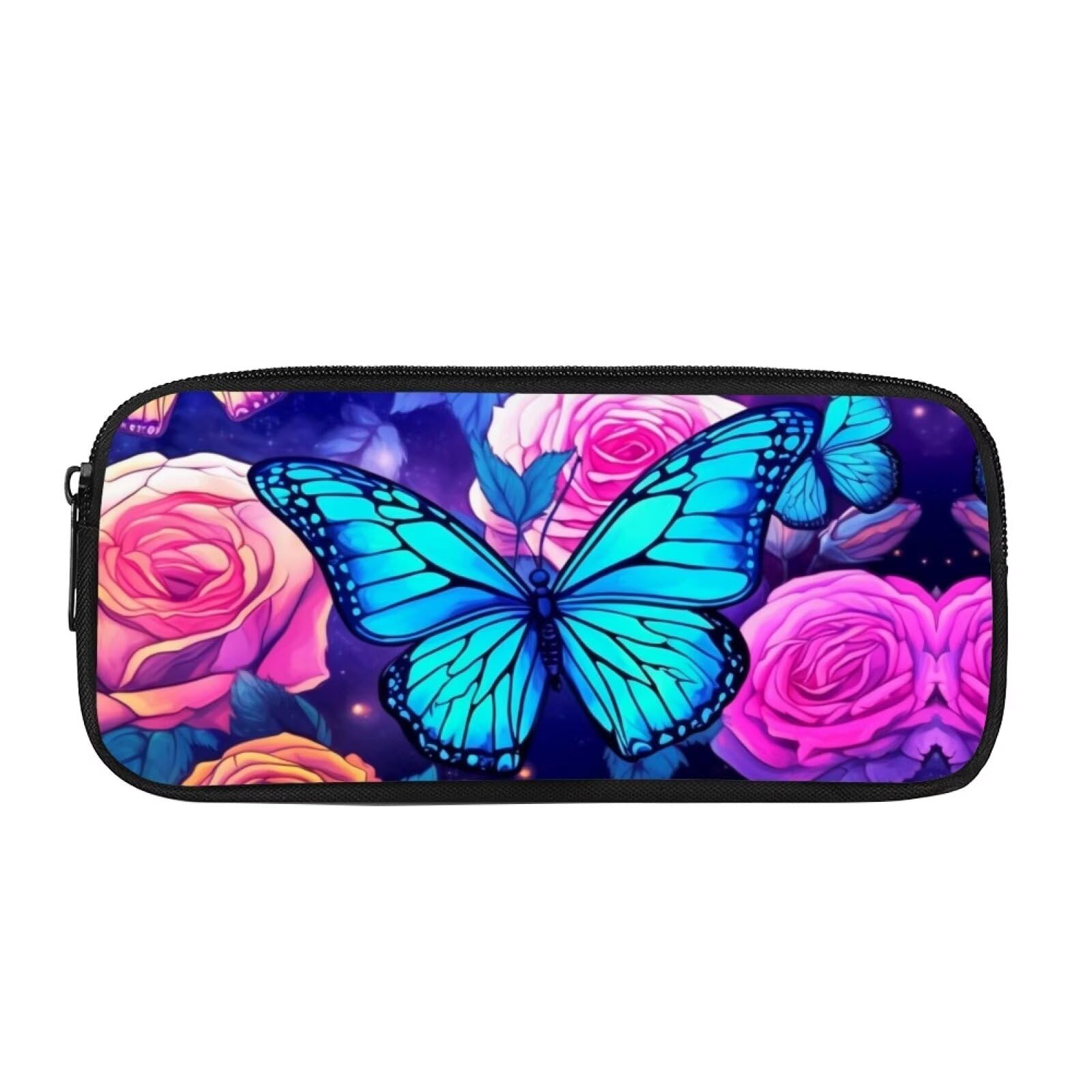 HELLHERO Butterfly Pencil Case for Girls for School Kids Pen Bag Large Capacity Pencil Bag Zipper Stationery Pouch Organzier for Women Teacher Student School Office Gifts