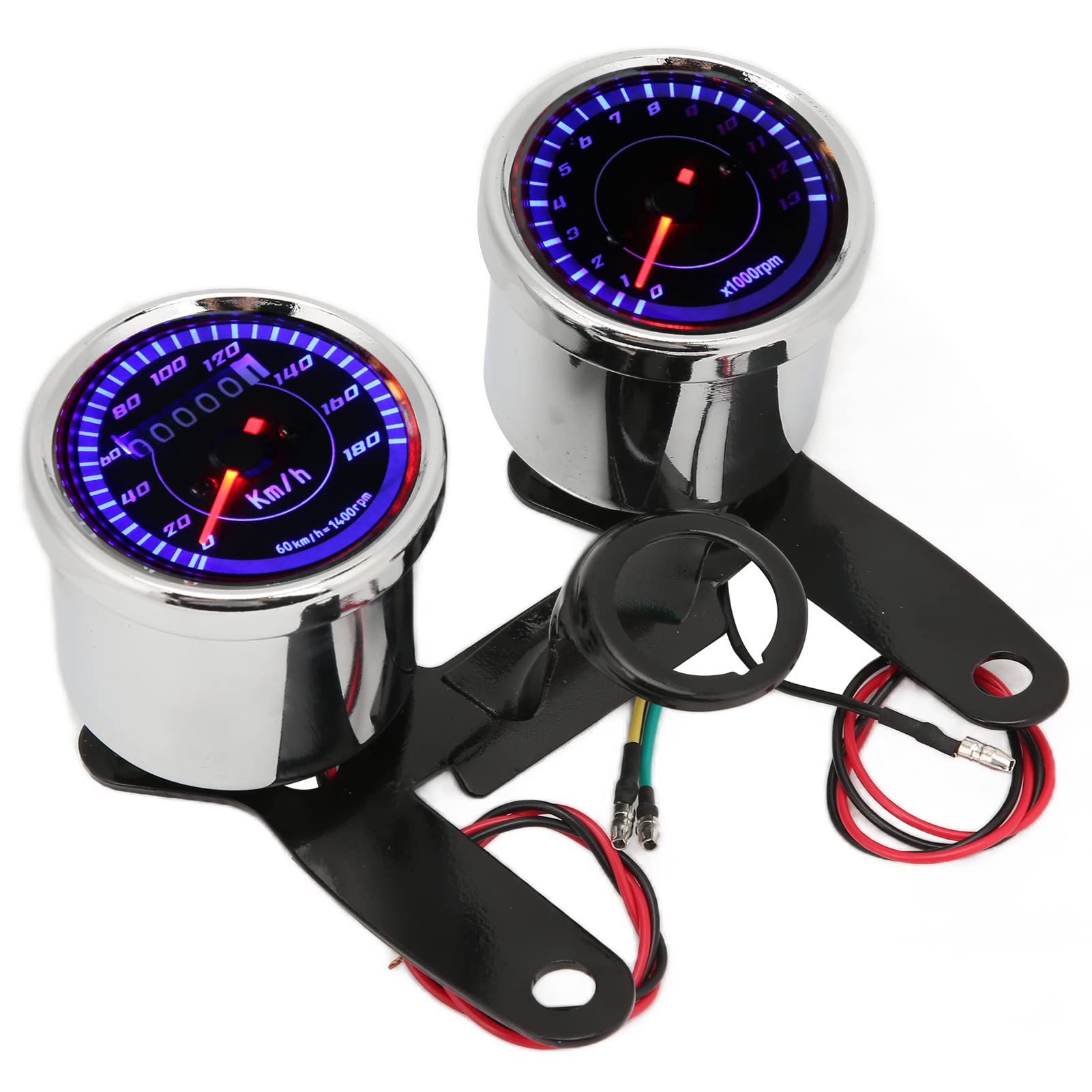 Contagiri per Moto Contachilometri Contachilometri 12V Retroilluminazione a LED, Robusto Materiale Metallico, Qualità Professionale, Misurazione Contachilometri 013000 Giri/min,