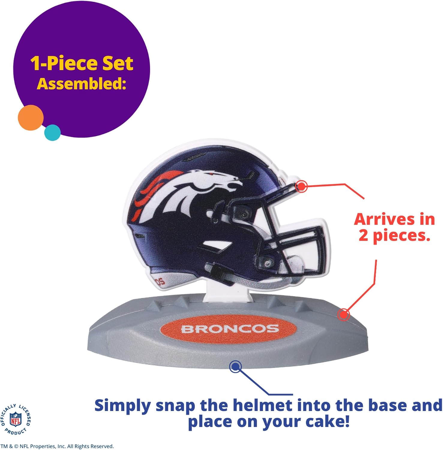NFL Denver Broncos Football Helmet Cake Topper | Party Decoration image 4