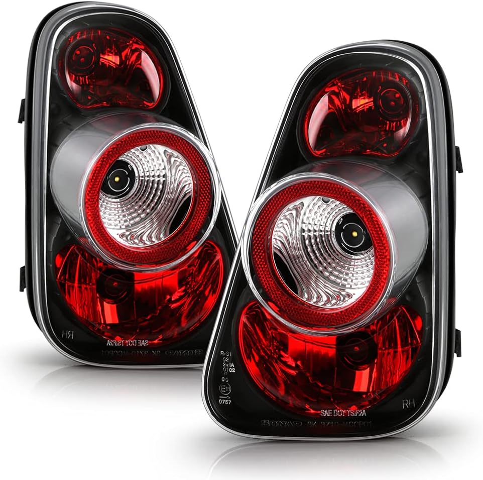 ACANII -For Black 2002-2006 Mini Cooper Tail Lights Rear Brake Lamps Taillights Taillamps Driver Passenger Side 03 04 05