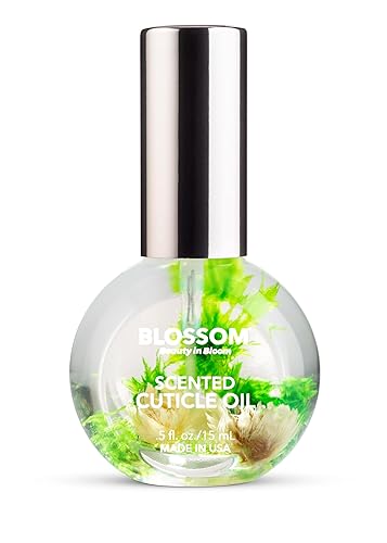 Blossom Aceite para cutículas hidratante, hidratante, fortalecedor, perfumado, infundido con flores reales, fabricado en Estados Unidos, 0.5 onzas