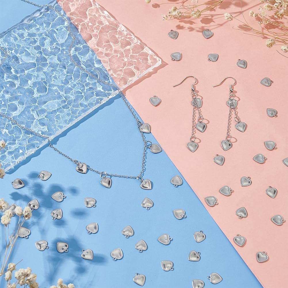 UNICRAFTALE About 200pcs Heart Pendants - Tiny Stainless Steel Love Heart Charms for DIY Jewelry Making - 1.2mm Hole - Image 2