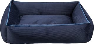 TRIXIE Hundebett Romy 75 × 60 cm in dunkelblau - schickes Hundekissen aus feinem Samt-Cord - Hundekorb für mittelgroße Hunde - rutschfest und waschbar - 37671