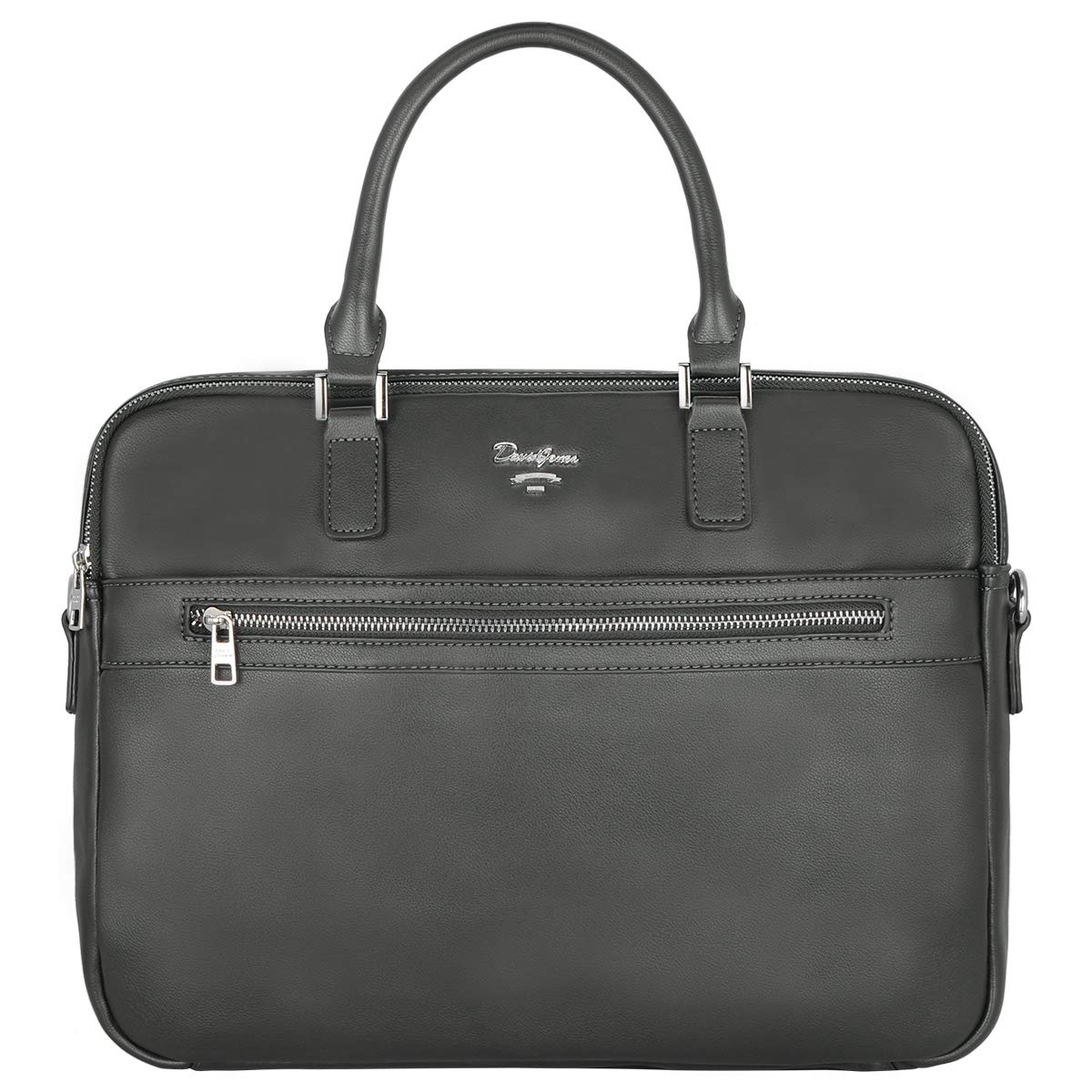 David Jones Sac à Main Business Porte-Documents Homme Simili Cuir PU Cartable Travail Sacoche Ordinateur Portable Mallette Serviette Affaires Professionnel Bandoulière Gris