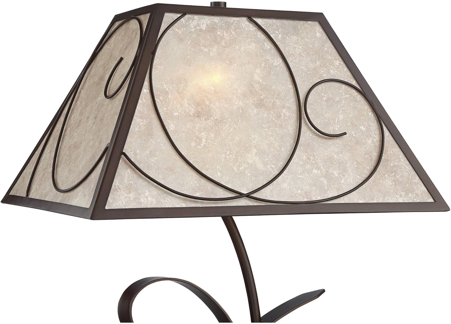 Franklin Iron Works Teri Rustic Farmhouse Country Cottage Core 3-Way Table Lamp 27" Tall Brown Metal Floral Light Mica Tapered Shade for Bedroom Living Room Nightstand Bedside Night Stand Office