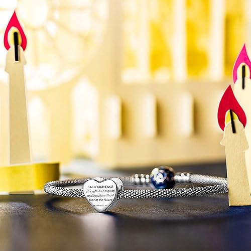 Miniatura 3 de MUERDOU Pulsera con dije de corazón en forma de versículo bíblico cristiano, oración, fe, joyería religiosa, regalos para mujeres