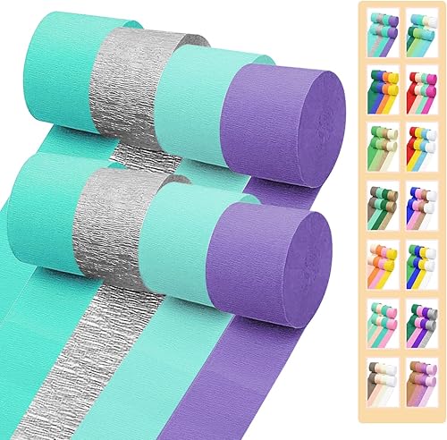 Miniatura 1 de Serpentinas de papel crepé de 656 pies, paquete de serpentinas de fiesta azules, moradas y plateadas para cumpleaños, bodas, baby shower, decoración