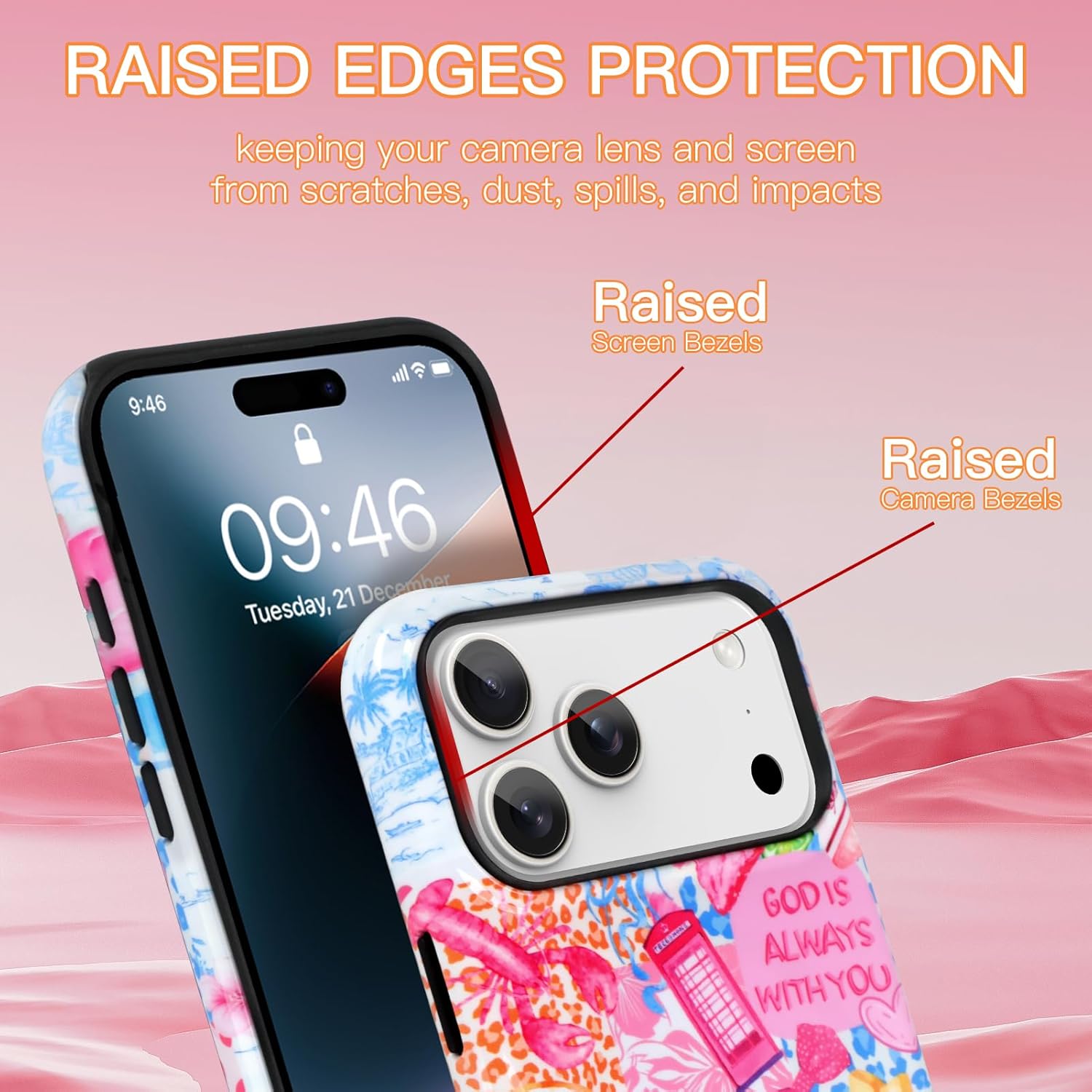 KANGHAR Case for iPhone 17 Pro Max Compatible with Magsafe Summer Collage Coastal Scratch Resistant Hybrid 2-Layer Hard Protective Phone Cover for Girl Women Boy Men 6.9 Inch Pink