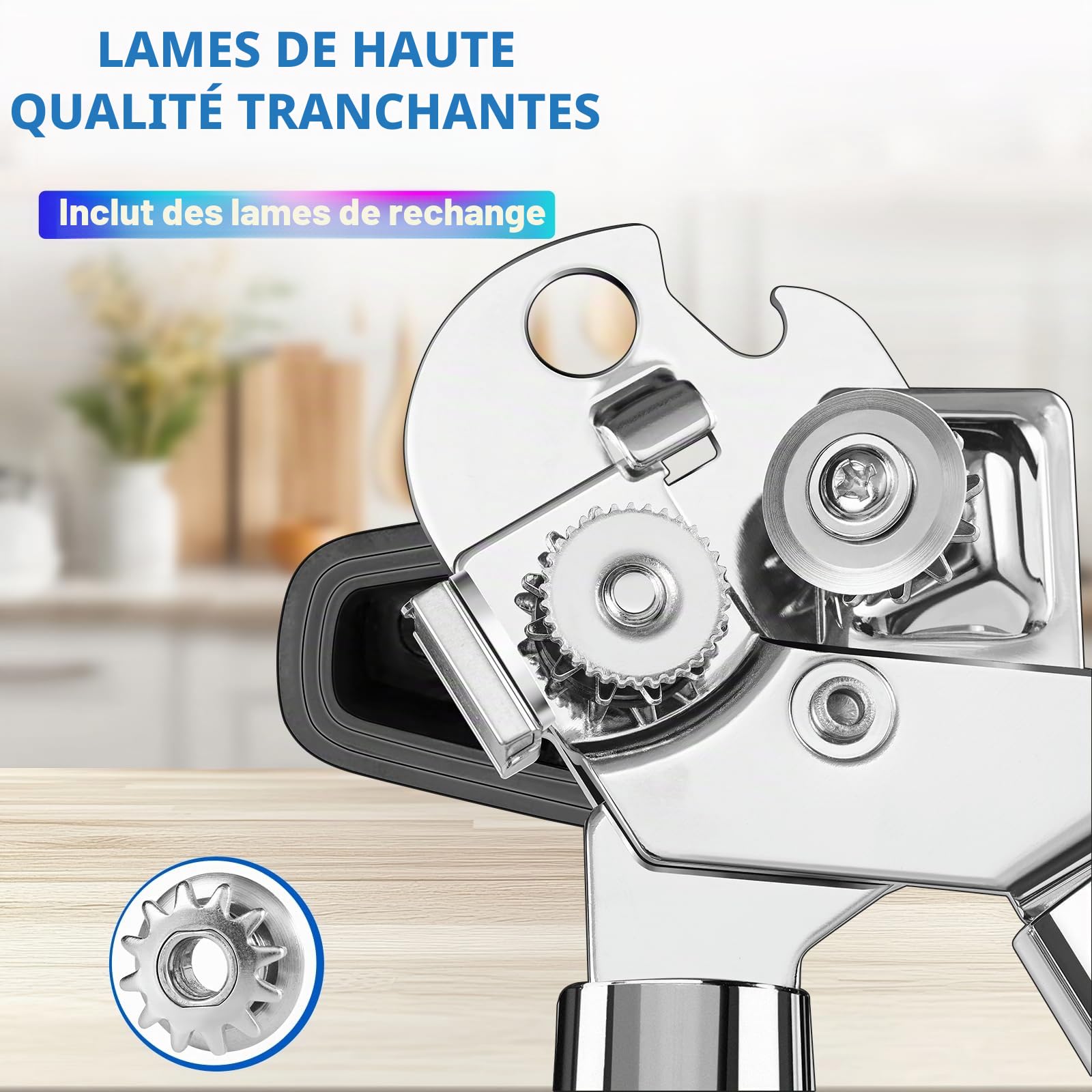 Ouvre Boite de Conserve Manuel Multifonctionnel avec Aimant de Levage, Poignée Ergonomique pour Personnes Agées et Arthrite