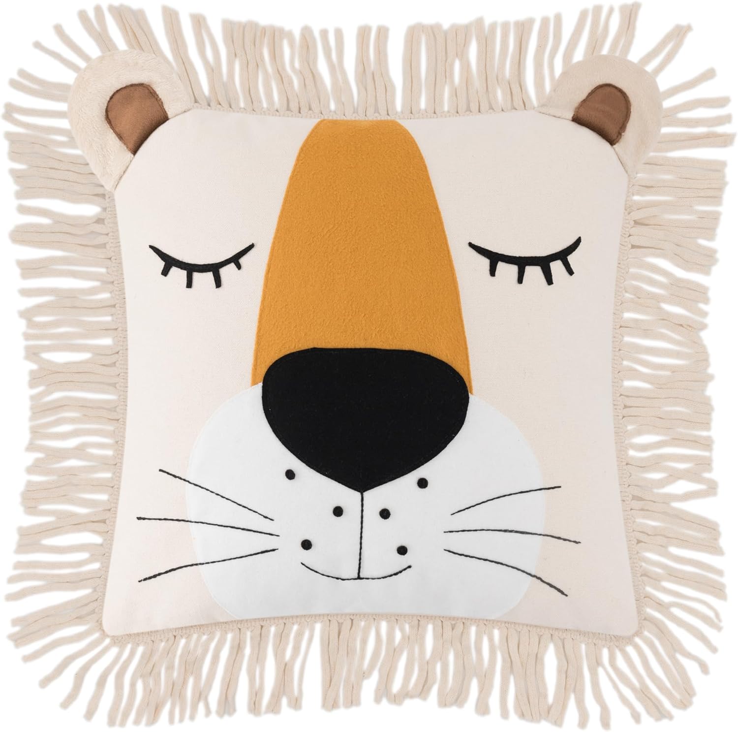 OiseauVoler Decorative Throw Pillow Covers Accent Lion Pattern Chenille Cushion Covers Pillowcases for Couch Bed Living Room Home 18 x 18 Inches