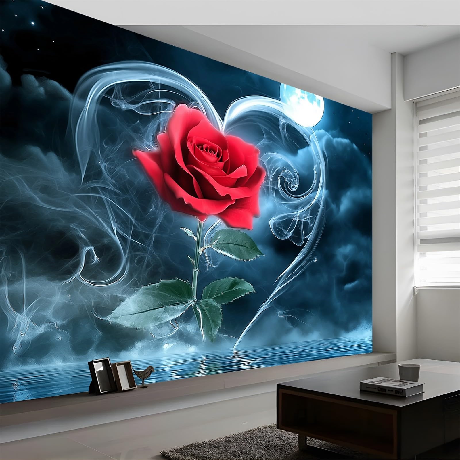 Vlies Fototapete Liebe Rosen Vliestapete Wohnzimmer Schlafzimmer 350x256 cm Vlies Tapete Art Wandtapete UV-Beständig Wanddekoration Tapete