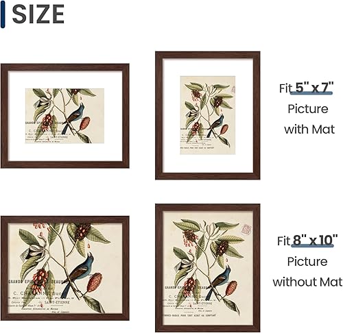 Miniatura 5 de ENJOYBASICS Portarretratos de 8 x 10 pulgadas, póster de 5 x 7 pulgadas con paspartú o de 8 x 10 pulgadas sin paspartú, marcos de fotos para galería