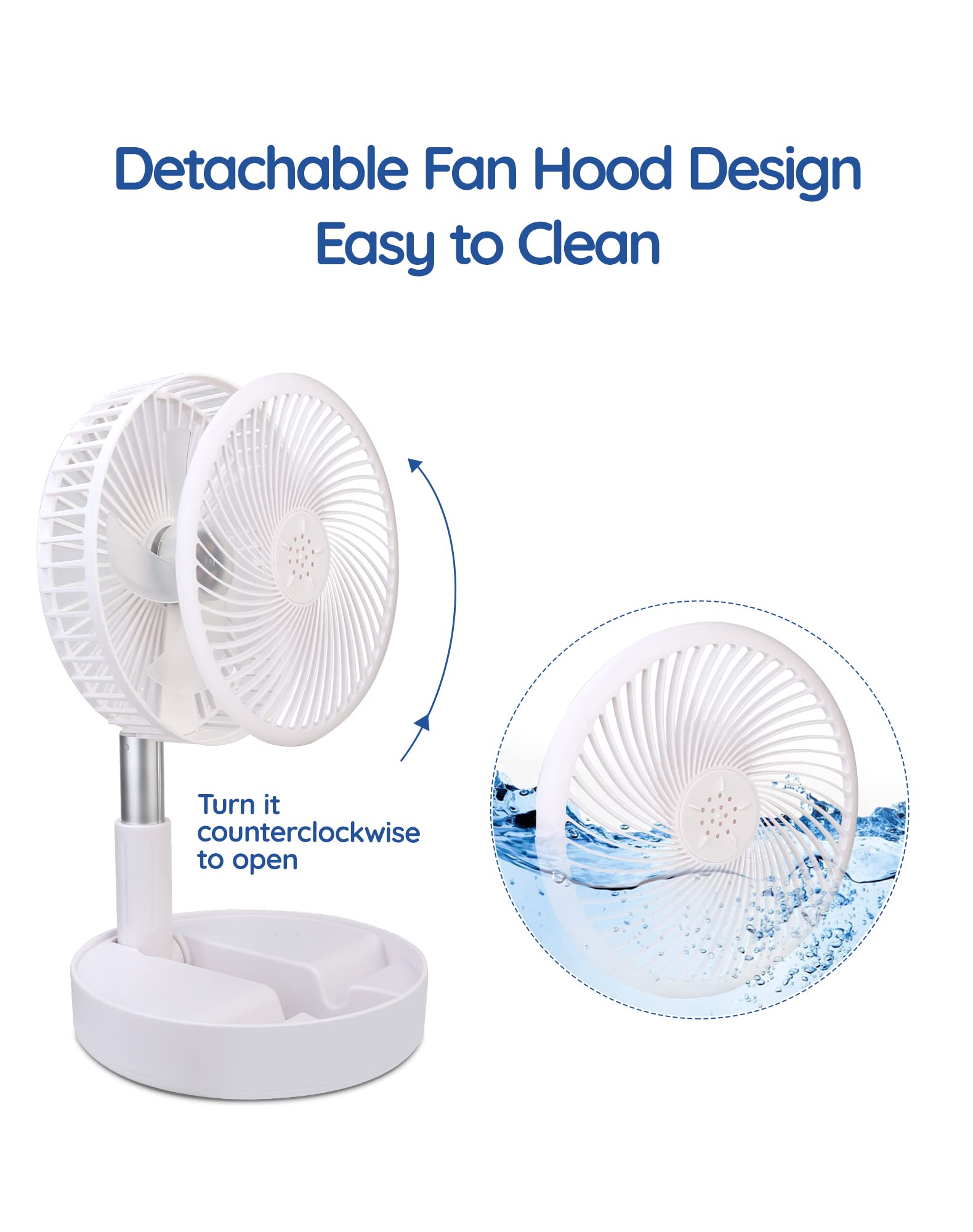 Primevolve Ventilateur de 8" pliable avec télécommande, batterie 7200 mAh, USB, ventilateur sur pied, portable, pour extérieur, voyage, camping, table silencieuse pour chambre à coucher, bureau