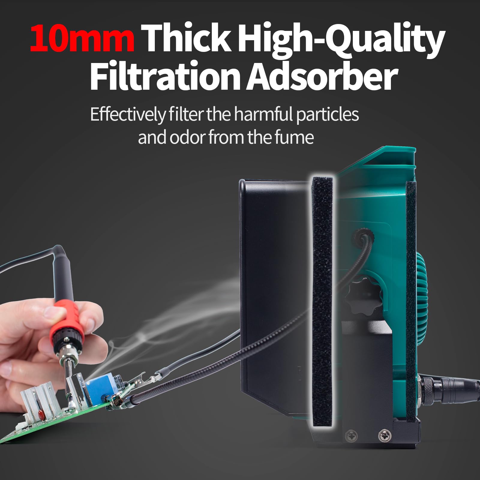 YIHUA 948DQ-III 2-in-1 Lötdampf-Absaugventilator 110W Lötstations Lötkolben Set Lötabsaugung Lötrauchabsorber mit Helfenden Händen Eisenhalter Eisenspitzen Filter Lötdraht (EU PLUG)