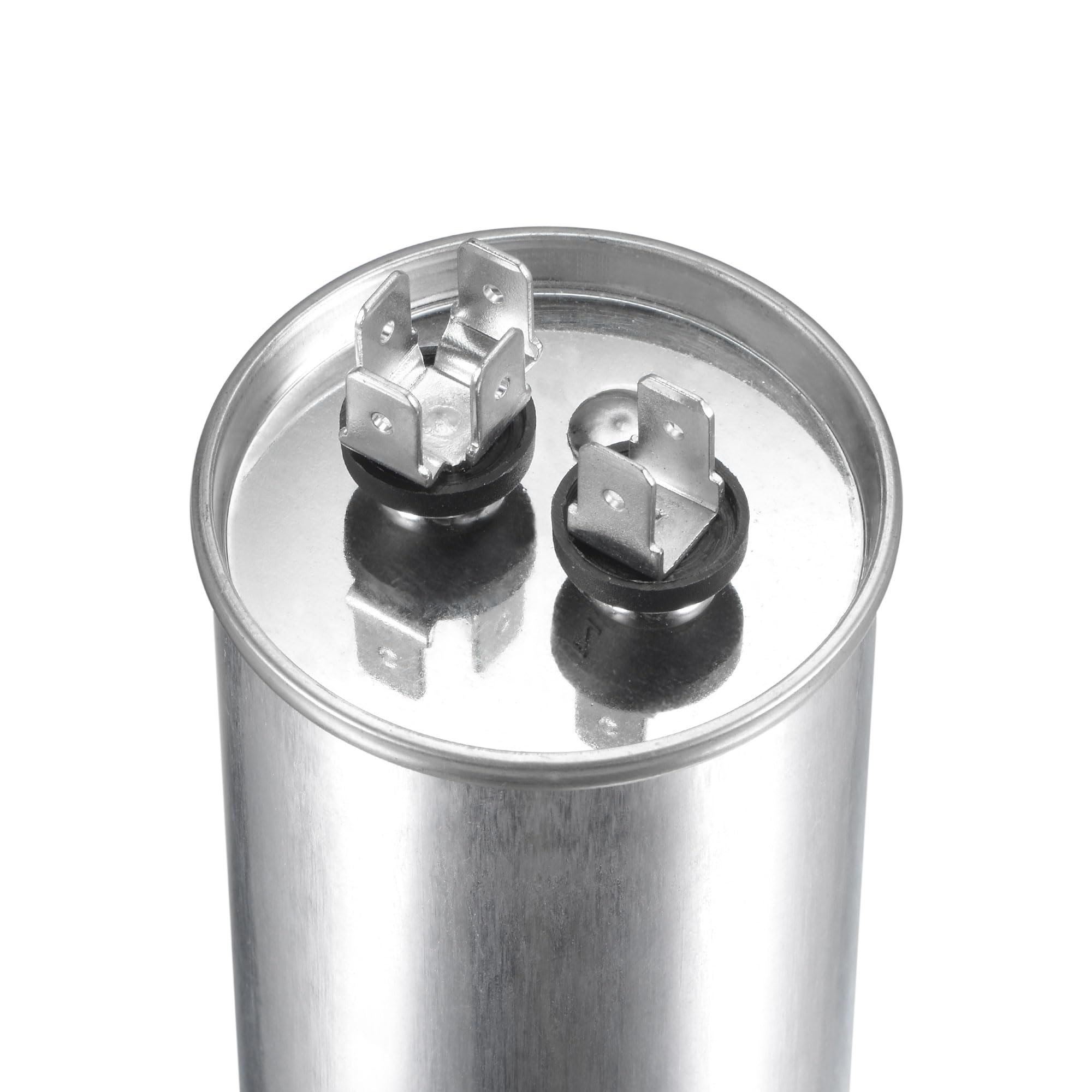 sourcing map Condensador de Funcionamiento Redondo CBB65 25uF 25mfd 450V AC, 40/85/21 Caja de Aluminio con Terminal para Motor Compresor de Aire Acondicionado Bomba Calor Condensador, 2uds