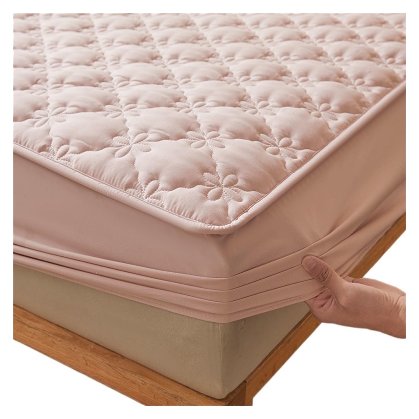 Protector de colchón ajustable impermeable, acolchado grueso, antideslizante, diseño floral, 140 x 190 x 28 cm, ideal para protección y comodidad de la cama, silencioso y duradero