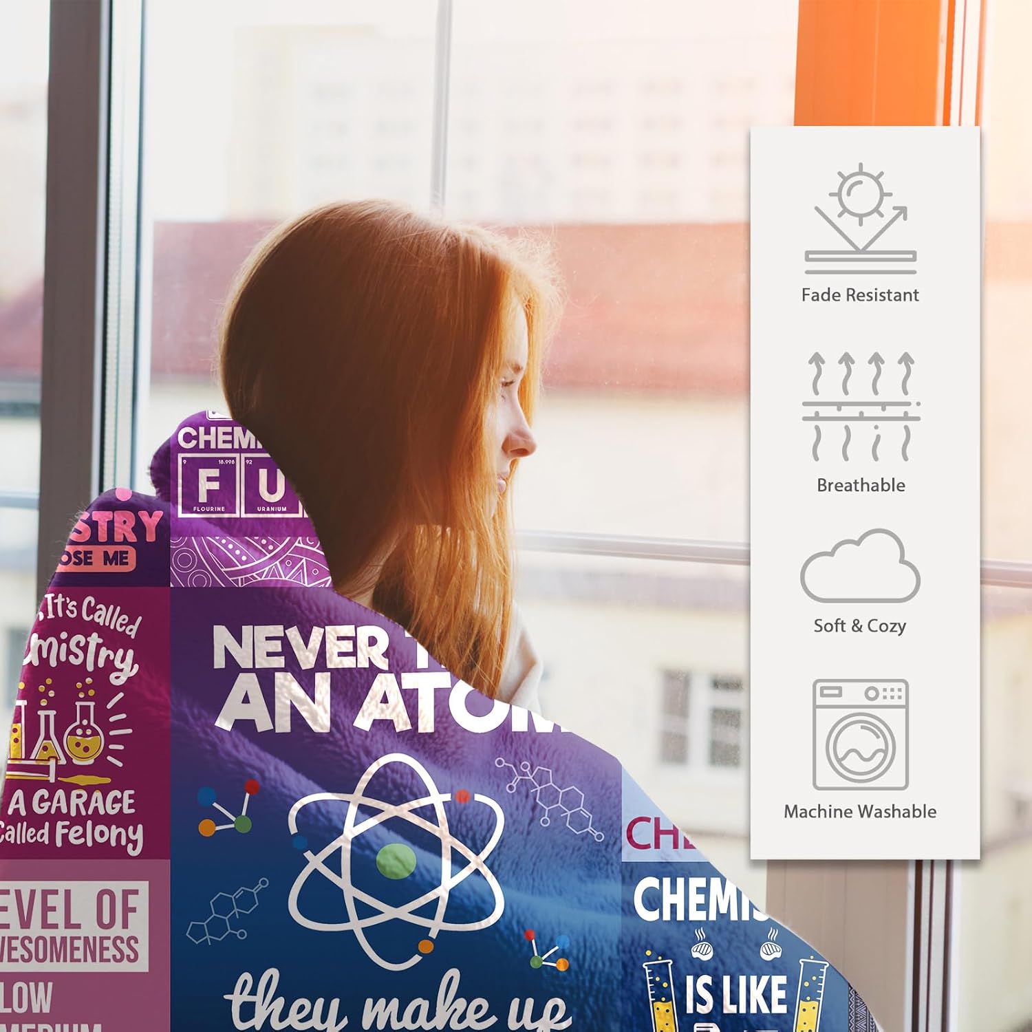 Chemistry Gifts Blanket Gifts for Chemistry Lovers, Appreciation Gifts for Chemist Teacher Chemist Gift for Women/Men Birthday Christmas Retirement Graduation Throw Blanket 60"x 50"