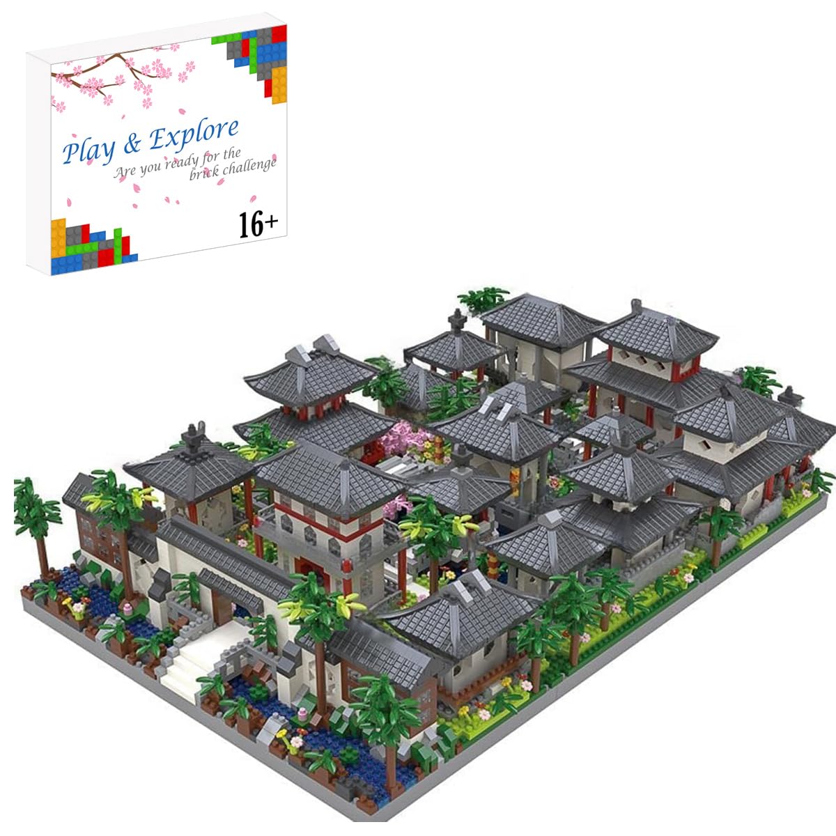 CIJINAY Modular Haus Bausteine, 5650 Suzhou Garden Klemmbausteine Chinesische Architektur Bausatz, MOC Architecture Model Building Kits, Spielzeug Geschenke für Erwachsene
