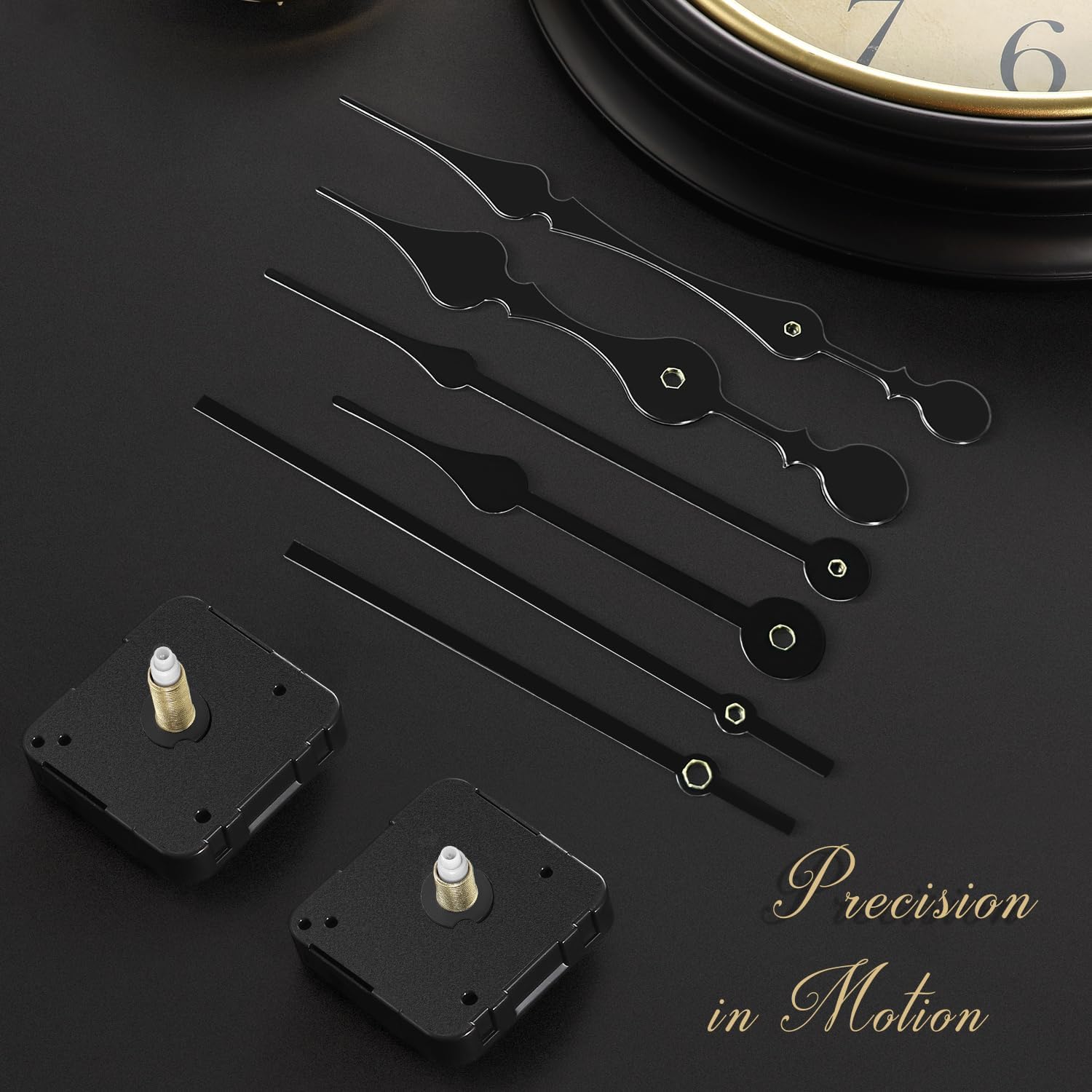 2 Pieces 12888 Clock Movement for Wall Clock Mechanism Replacement, with 3 Pairs of Clock Hands,Shaft Length 17mm(43/64 inch) & 23.5mm(15/16inch)