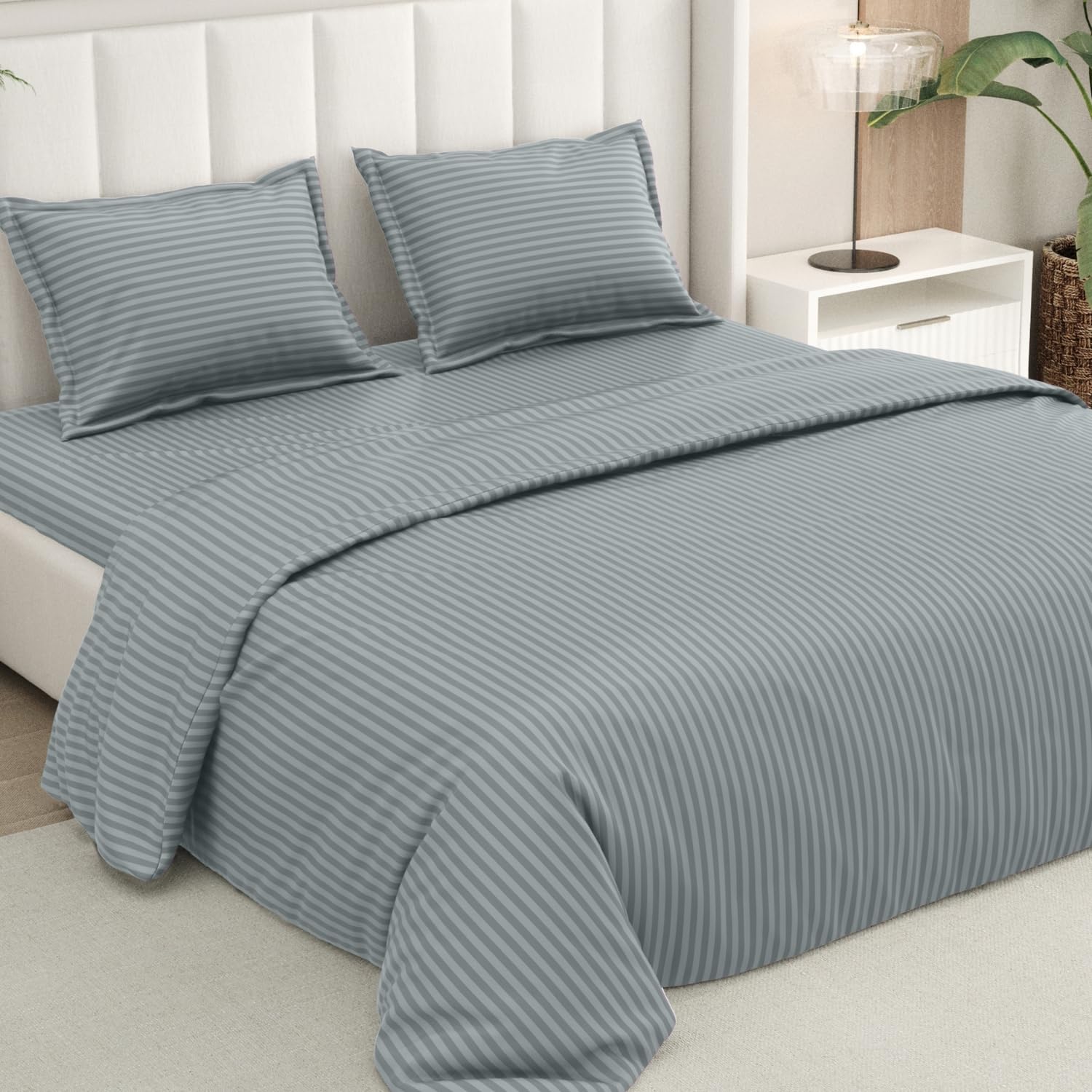 Rivermoor 200 TC Ultrasoft Cotton Flat Double Bedsheet with 2 Pillow Covers for Double Queen Size Bed | Grey 90x98 Inch-image-30