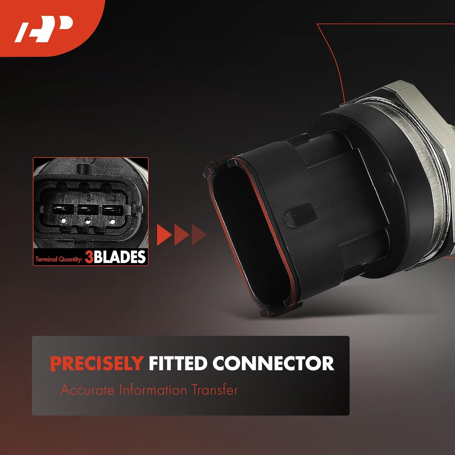 A-Premium Fuel Injection Rail Pressure Sensor [3 Pins] Compatible with Chevrolet Traverse 2012-2016 & GMC Acadia 2012-2016 & Buick Enclave 2012-2016, Verano 2013-2016 2.0L, Regal 2011-2013 2.0L