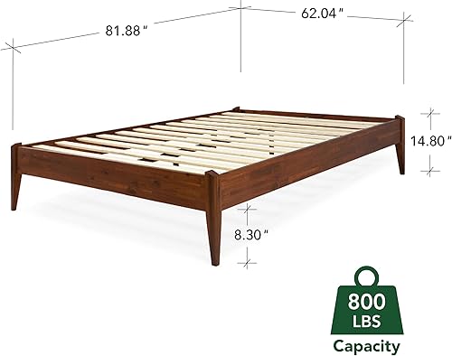 Miniatura 199 de Bme Dinkee - Base de cama de tamaño matrimonial sin cabecera, 15 pulgadas, minimalista y moderna, madera de acacia, 12 listones de madera para