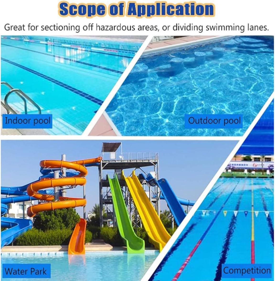 Pool Divided Lines Floating Pool Safety Rope Dividing Lanes Areas Floating Line Floats Safety Divider Equipment to Divide Swim Race Lanes Swimming Pool Accessory