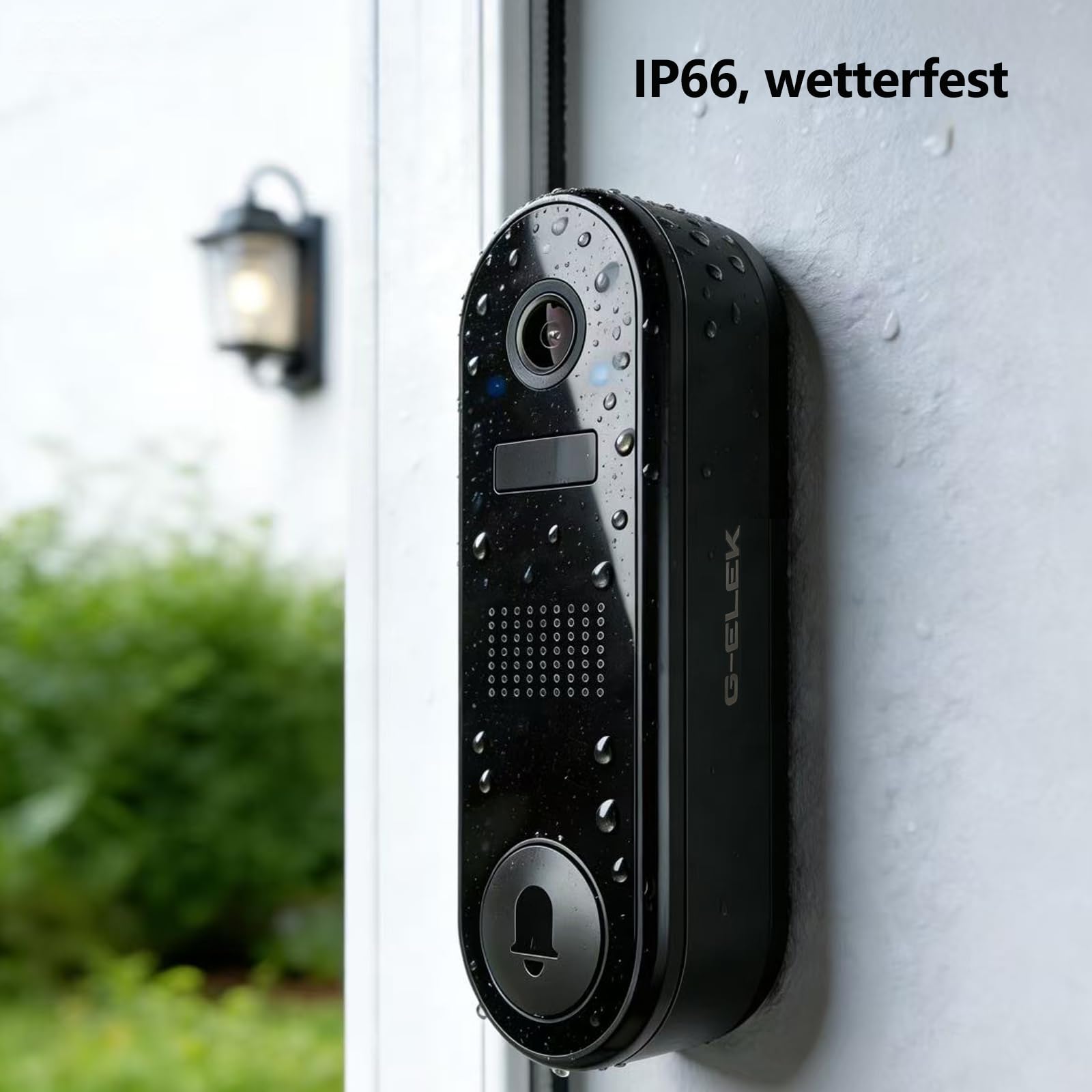 G-ELEK Smart Video Türklingel Kamera, WLAN 2,4 GHz, Nachtsicht, Cloud-Speicher, KI-Menschenerkennung, 2-Wege-Audio, batteriebetrieben, IP54 wasserdicht, Schwarz