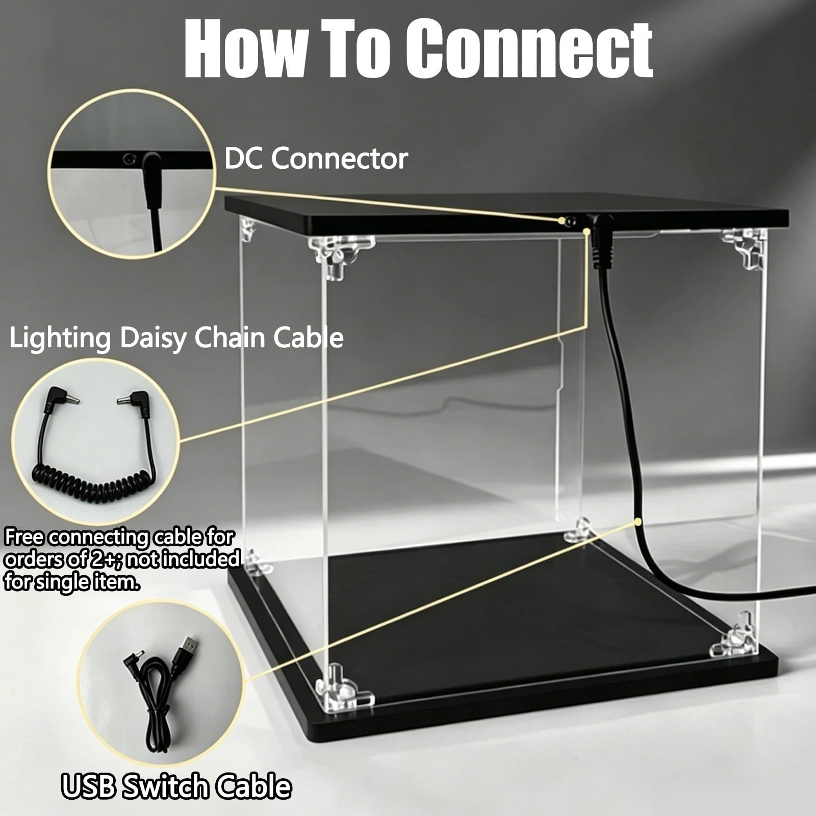 LZMZMQ Vitrina de Acrílico Vitrina Expositora De Acrílico Transparente con Iluminación (80 70 60 50 40 30 20 10 Cm), Cajas De Acrílico Transparente, Vitrina De Protección(50x35x25cm/20x14x10)