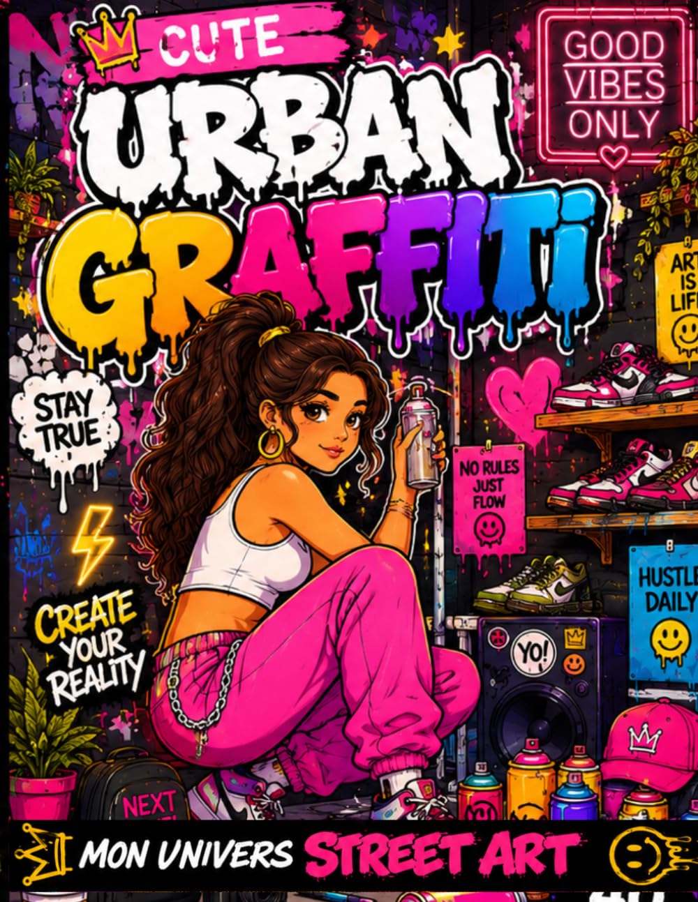 Coloriage Street Art: Livre de 40 coloriages street art, graffiti et vibes urbaines pour adolescents et adultes — 40 illustrations relaxantes sans recto verso