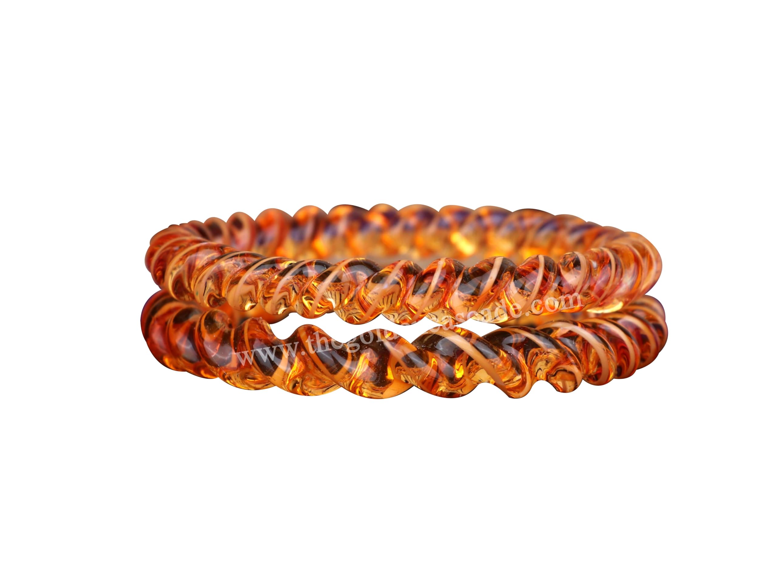 The Golden Cascade Fancy Haldi Color Spiral Design Glass Kada Glossy Finishing Bangles for Women & Girls (Haldi, Small 2-4) (B0CJXSK8D4) Amazon Price History, Amazon Price Tracker