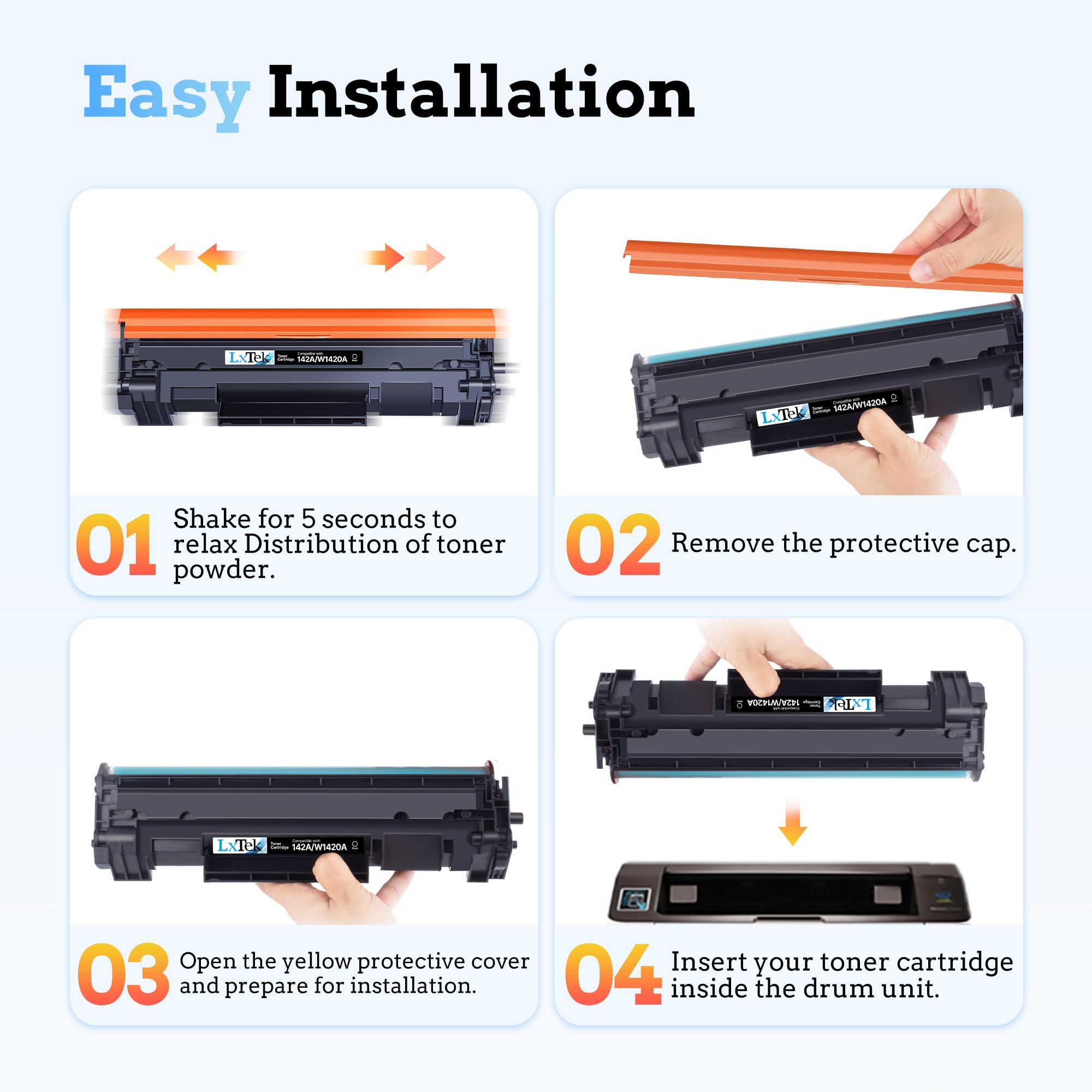 LxTek 142A Toner Con Chip Compatibili per Toner HP Laserjet M140W per HP 142A W1420A 142X W1420X per Laserjet Pro M110w M110 MFP M140w M140 M139w M139 (Nero, 1-Pack)