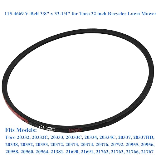 Miniatura 4 de AILEETE Correa en V 115-4669 de 38 pulgadas x 33-14 pulgadas para cortacésped reciclador Toro de 22 pulgadas 20332 20333 20334 20338, reemplaza la
