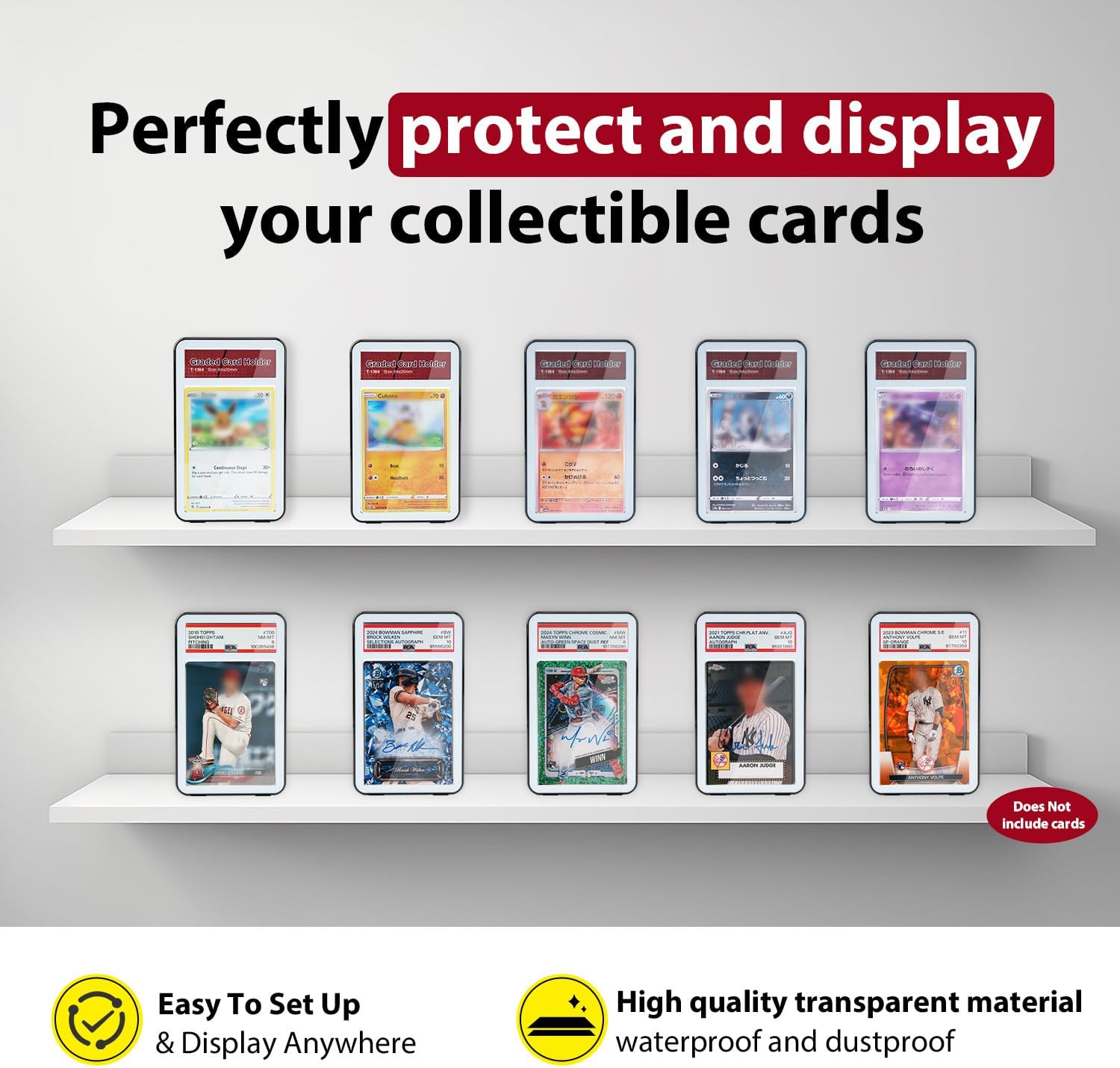 Mcbazel 5 Pack Graded Card Case for Standard PSA, Stackable Gloss Finish Transparent Display Sleeve Protectors - Black, 35PT image 5