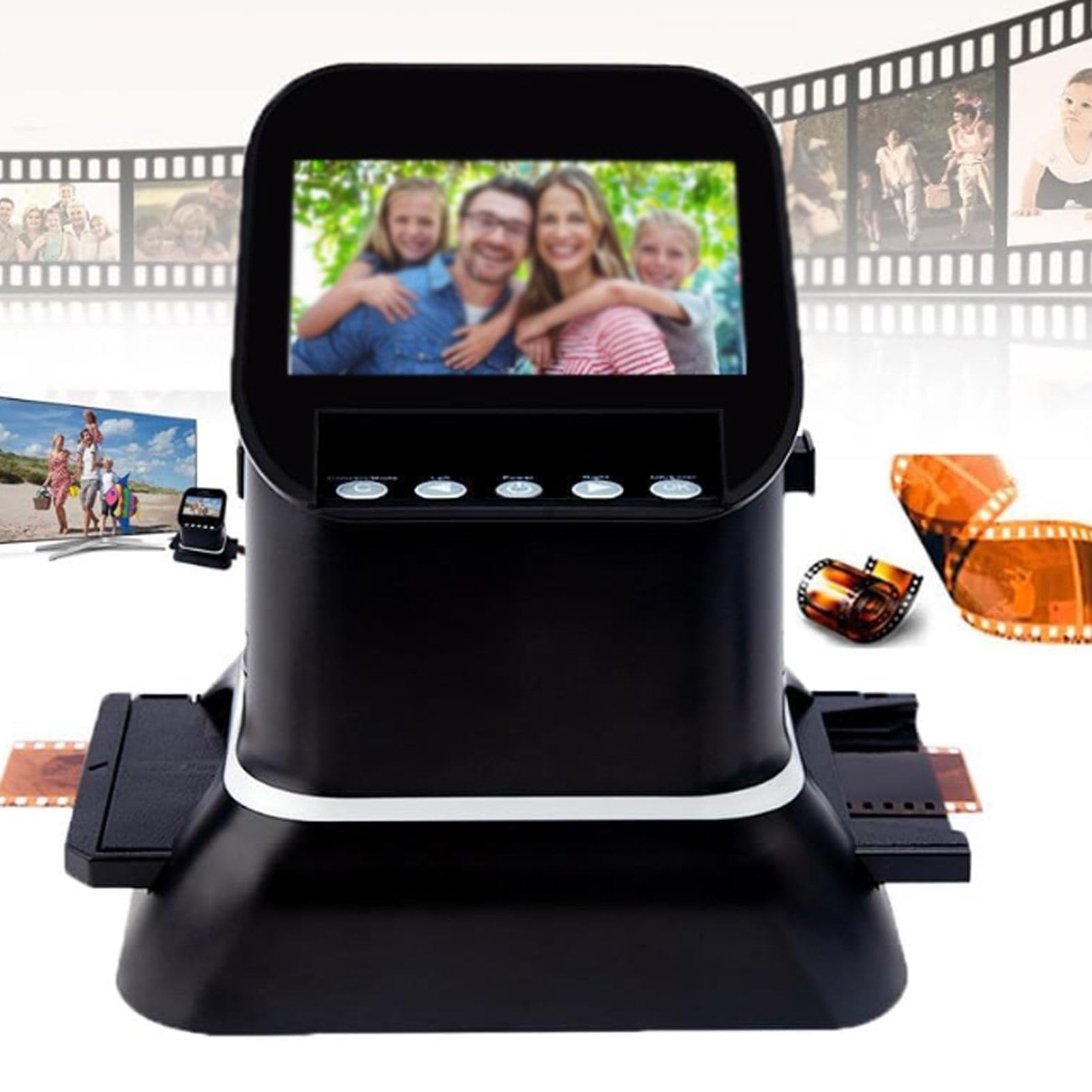 film slide scanner, high resolution 120 film scanner 22 mega pixels slide negative photo scanne, negative converter with 4.3" lcd screen