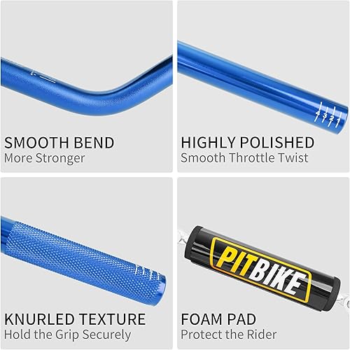 Miniatura 41 de RUTU - Manillar universal para motocicleta de 7/8 pulgadas, con almohadilla transversal, barra de arrastre de baja altura para motocross, ATV Quad