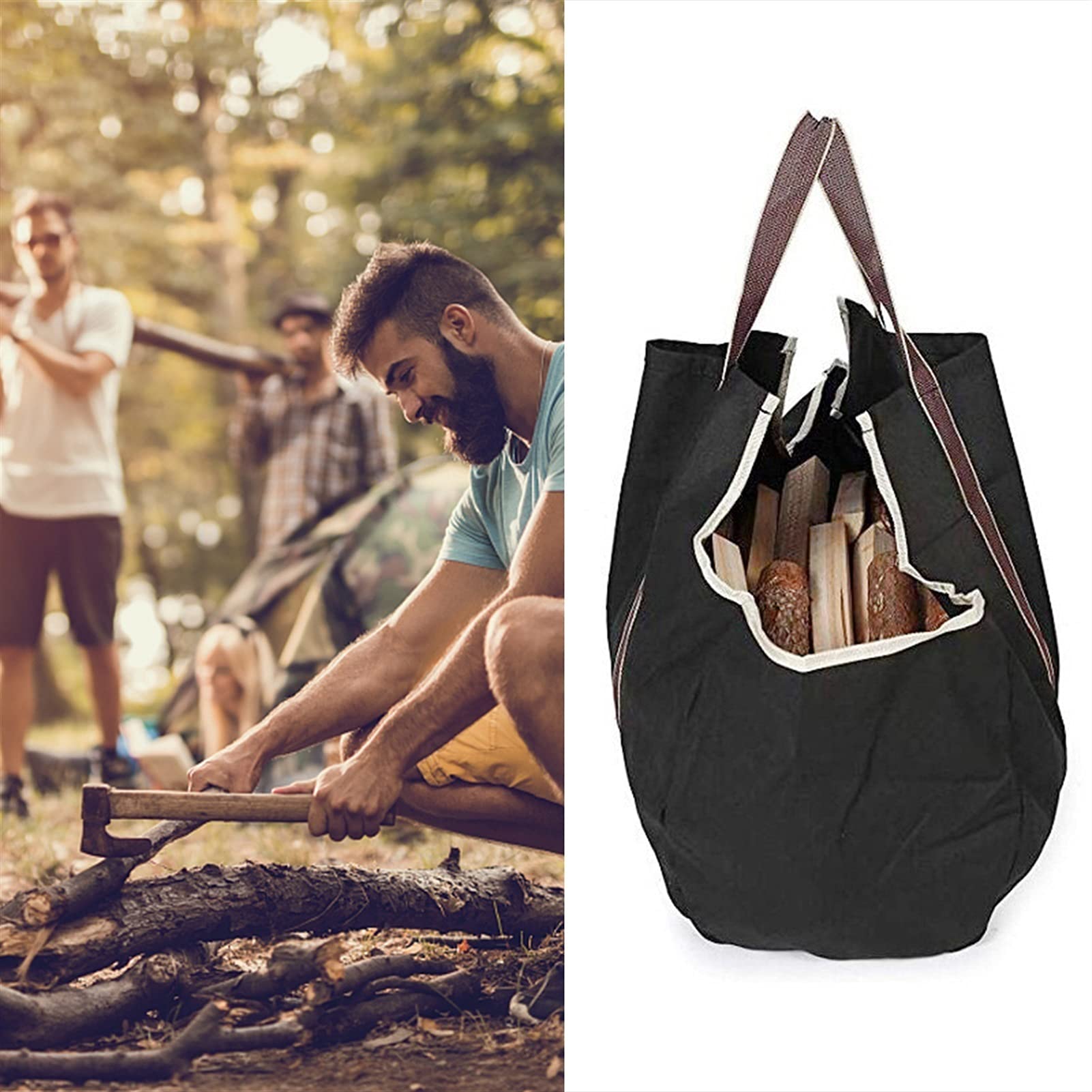 Outdoor Hearth Canvas Firewood Storage Bag - Log Tote Carrier na ognisko i kemping, trwały stojak do przechowywania