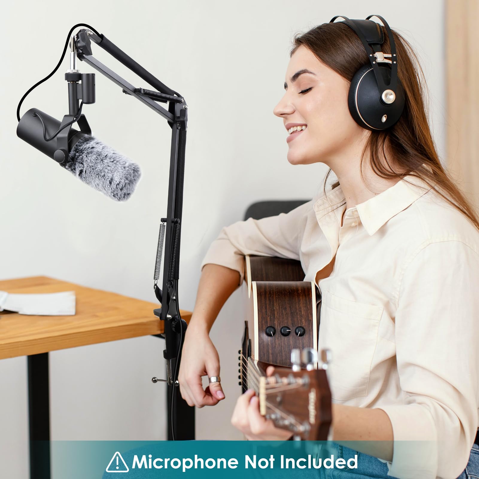 YOUSHARES SM7B Filtr Pop - Osłona na mikrofon Puchata Osłona przeciwwiatrowa na mikrofon Kompatybilna z dynamicznym mikrofonem Shure SM7B & SM7DB do tłumienia spółgłosek wybuchowych