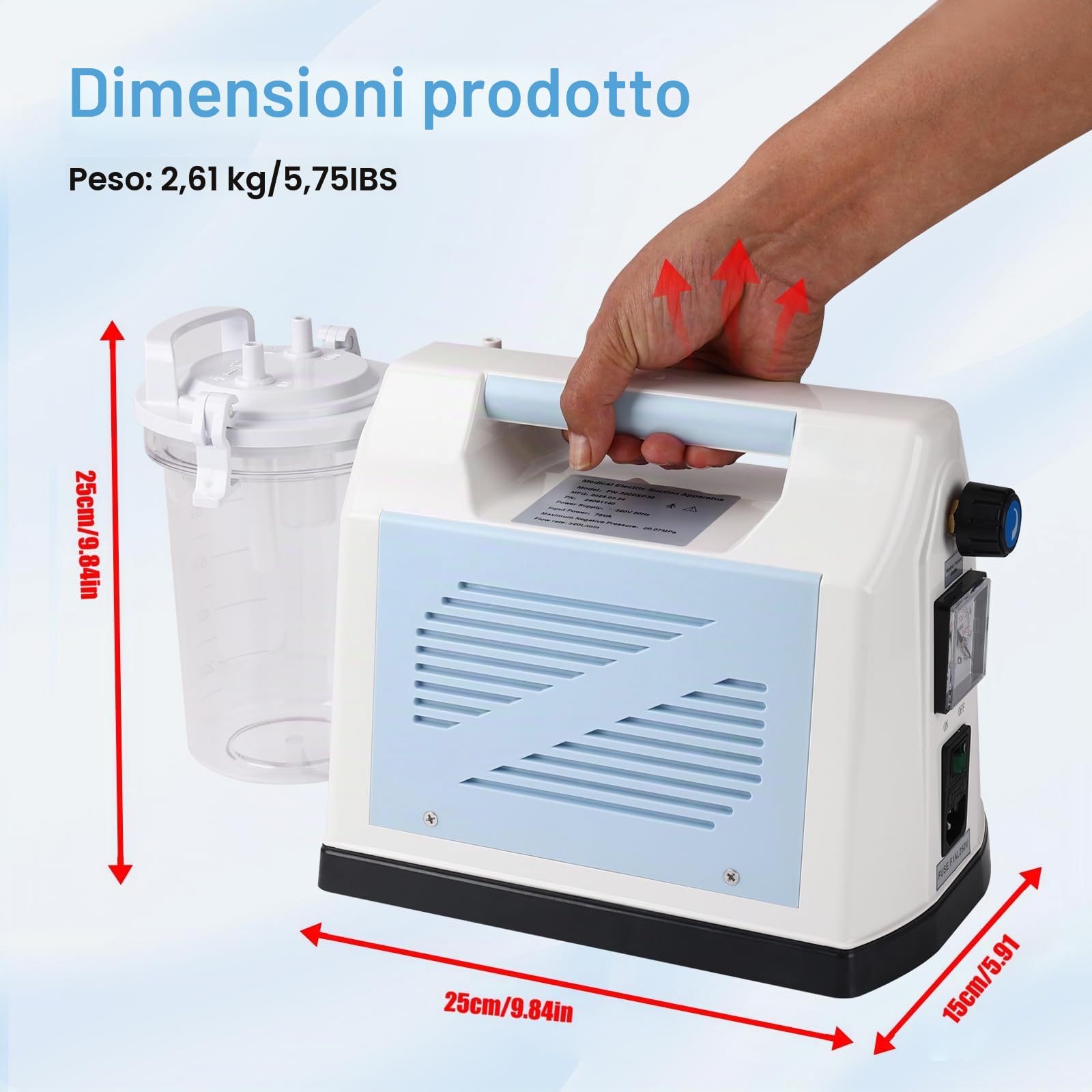 Apparecchio di aspirazione portatile, per uso domestico e veterinario, per catarro, muco, espettorato, aspiratore da tavolo, silenzioso, ideale per anziani, animali domestici, assistenza domestica