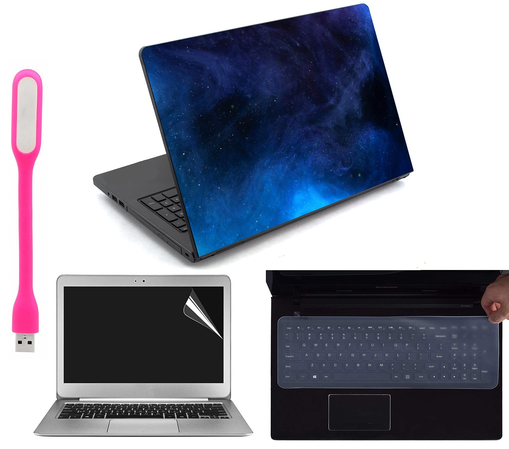Ramiya 4 in 1 Combo Kit for 15.6-inch Laptops Decal | Screen Guard | Silicone Keyboard Protector | and USB LED Light All Models (Upto) Size : 15.6"x 10.1" XZ03 (B09R2DPJHF) Amazon Price History, Amazon Price Tracker