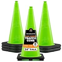 Vista 22 de Xpose Safety Cono de tráfico verde lima de 28 pulgadas, paquete de 4, cono de seguridad de PVC de alta calidad para estacionamiento, precaución