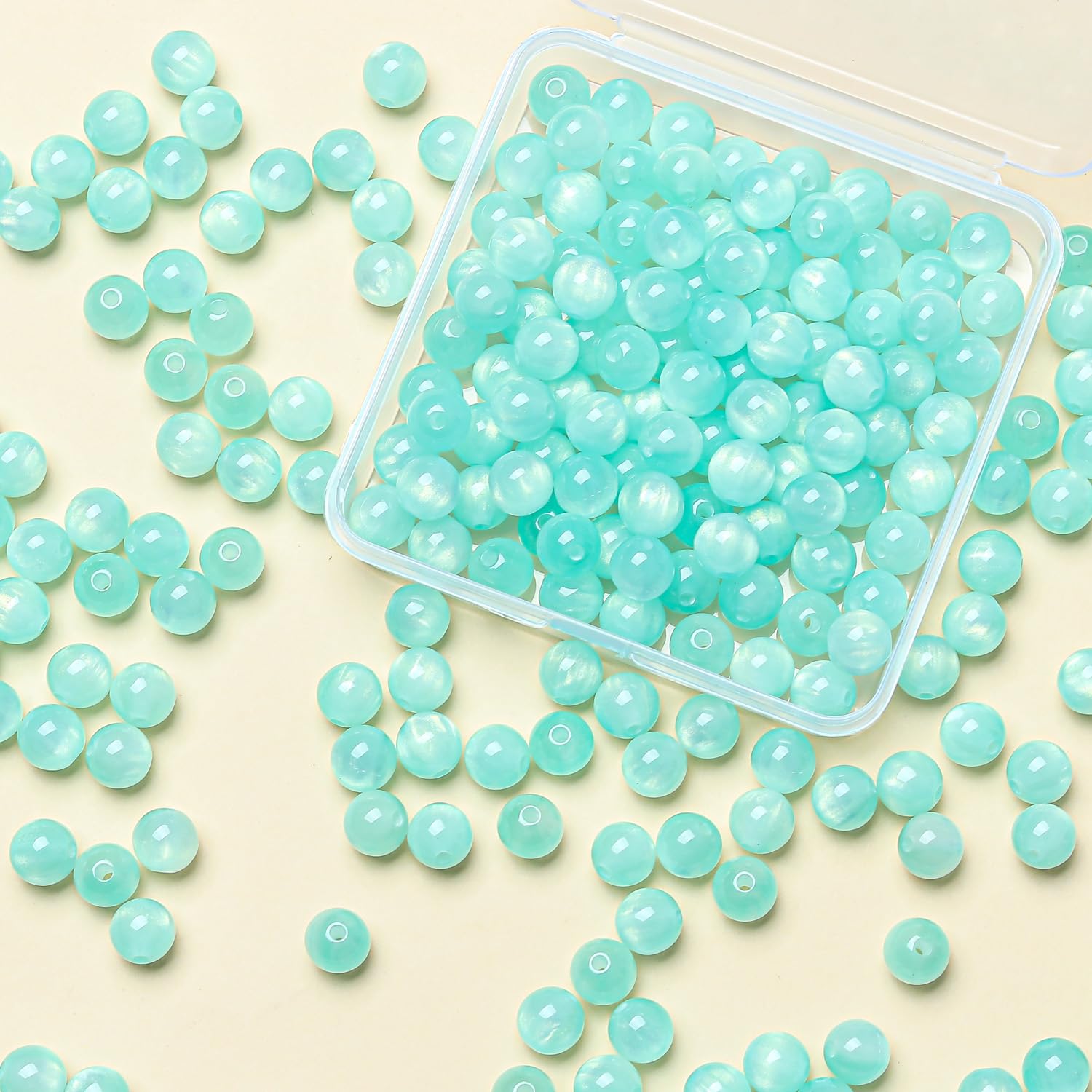 Gkelaly 8mm Turquoise Glass Beads for Bracelet Making Bulk, 200pcs Round Crystal Beads for Jewellery Making, Necklaces and Earrings