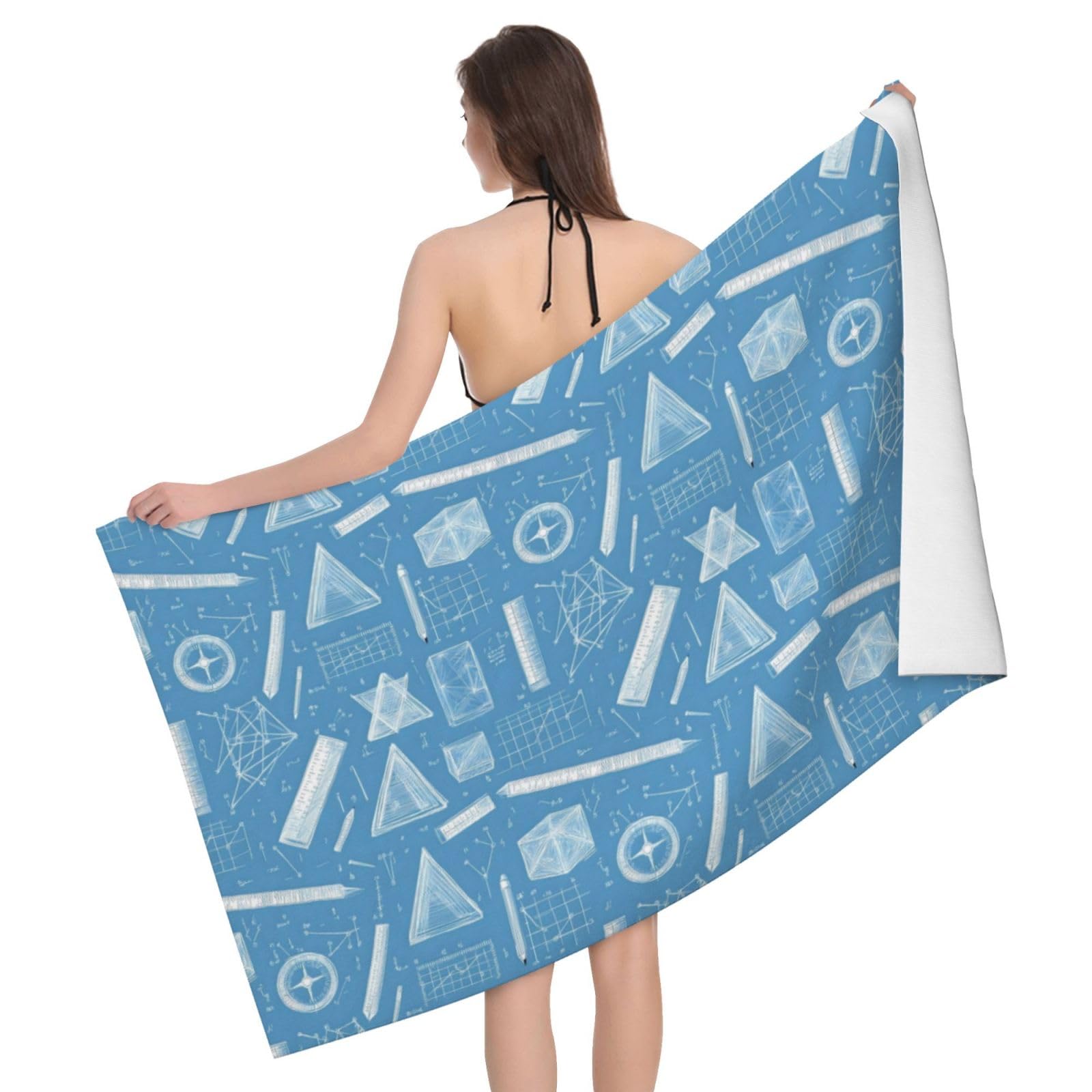 Serviette de bain douce imprimé mathématiques pour la piscine et le sport