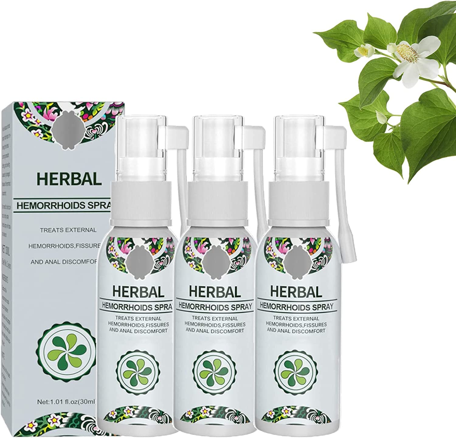 QUAEDING Hemocare Herbal Hemorrhoids Spray, Natural Herbal Hemorrhoids Spray, Hemorrhoids Treatment Removal Spray for Soothing External Hemorrhoids Calms (3PCS)