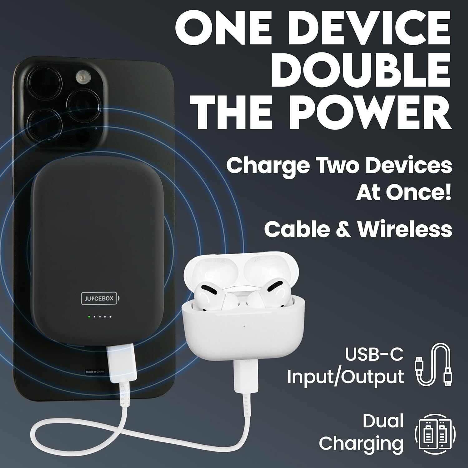 Juicebox for MagSafe Portable Charger 5000mAh – USB-C Wireless Magnetic Power Bank for iPhone 12/13/14/15/16 Pro/Max, Google Pixel, and Samsung Galaxy, Battery Pack