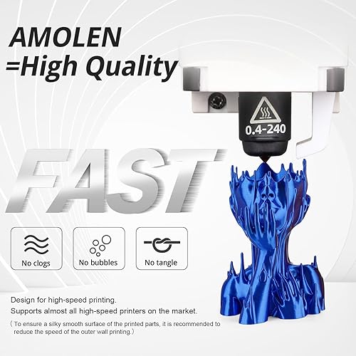 Vista 183 de AMOLEN - Paquete de 4 carretes de filamento de ácido poliláctico de seda para impresora 3D, brillante, bicolor, 1/16 de pulg./1.75 mm, azul Verde