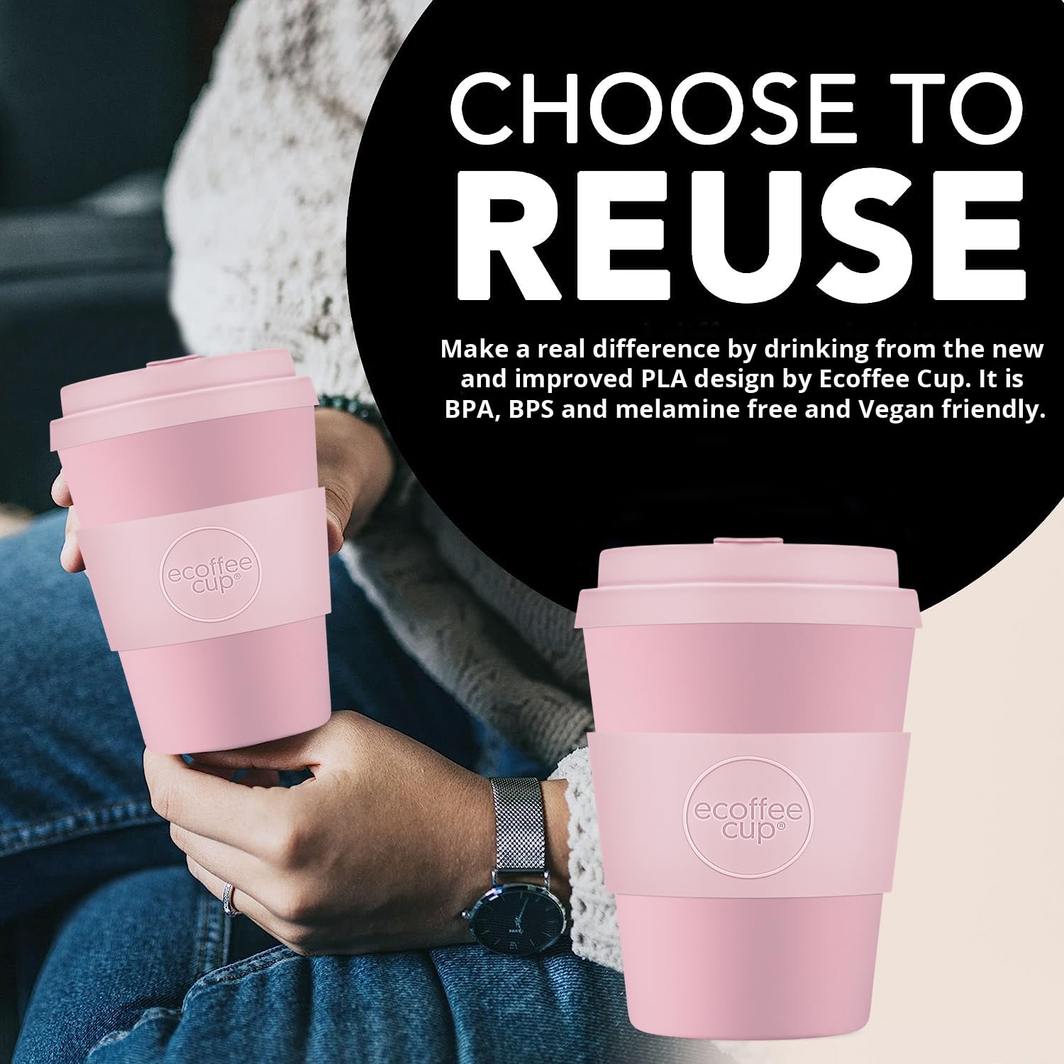 Ecoffee Cup Van Gogh 350ml (12oz) Gobelet Réutilisable – À Base De Plantes, Sans BPA, Léger, Compatible Lave-Vaisselle & Micro-ondes – Flowering Plum Orchard