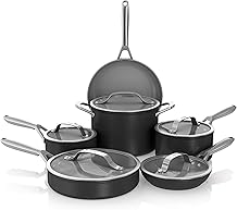 Ninja Ceramic Pro 11-Piece Cookware Set, Non-Stick Pots & Pans Set with Glass Lids, Nontoxic, PTFE Free, Ceramic Coated, Oven Safe, All Stovetops & Induction Compatible, Black, CW39011BK