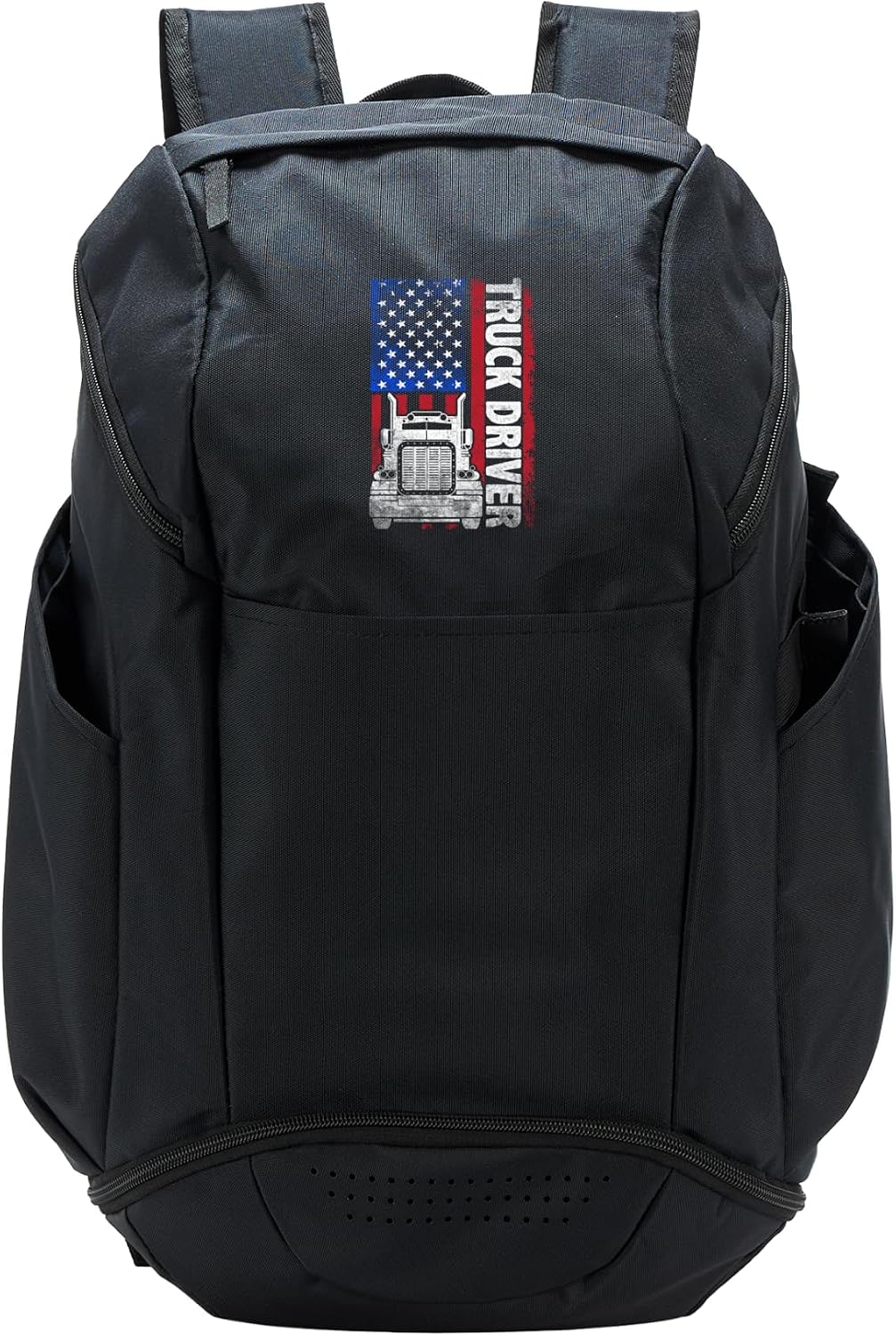 American Flag Semi Truck Driver 18 Wheeler Patriotic Trucker Sport Backpack